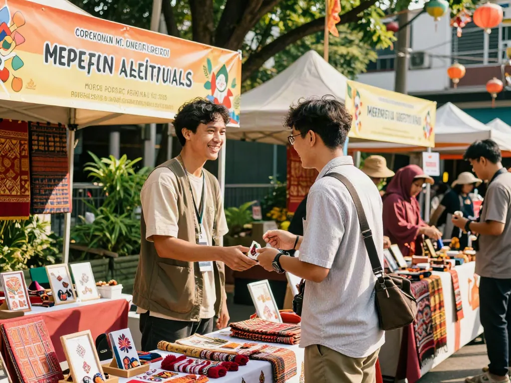 Community event at rokok88 showcasing local crafts and products.